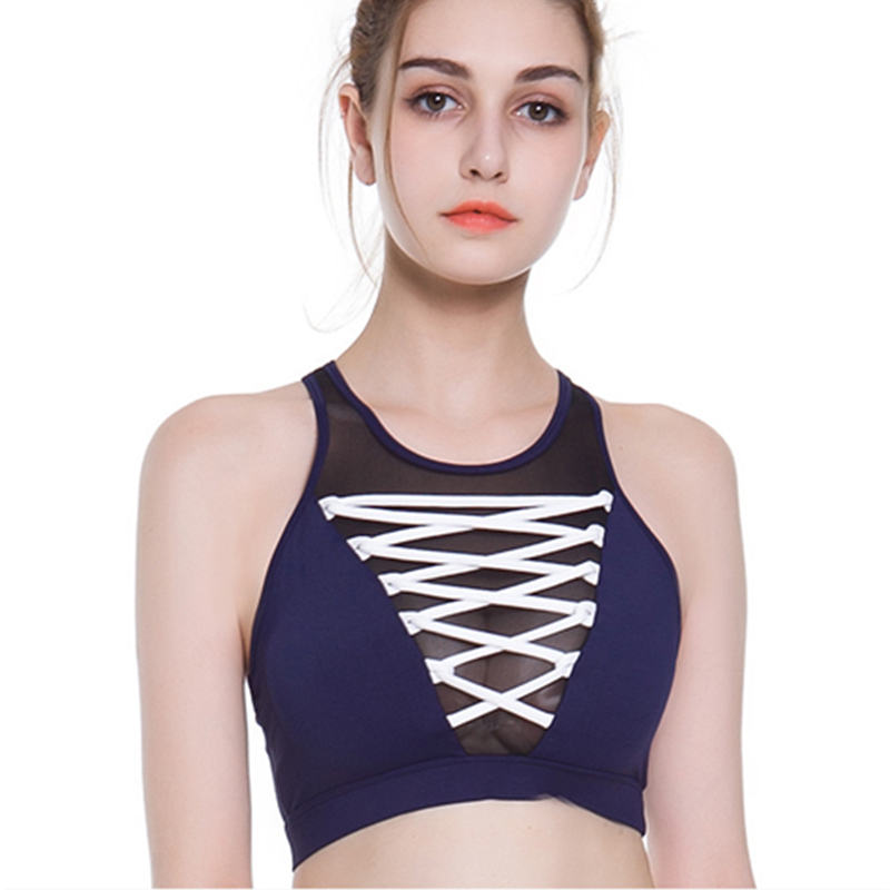 New sports bra shockproof running fitness bra with lace and weave sexy sports bra