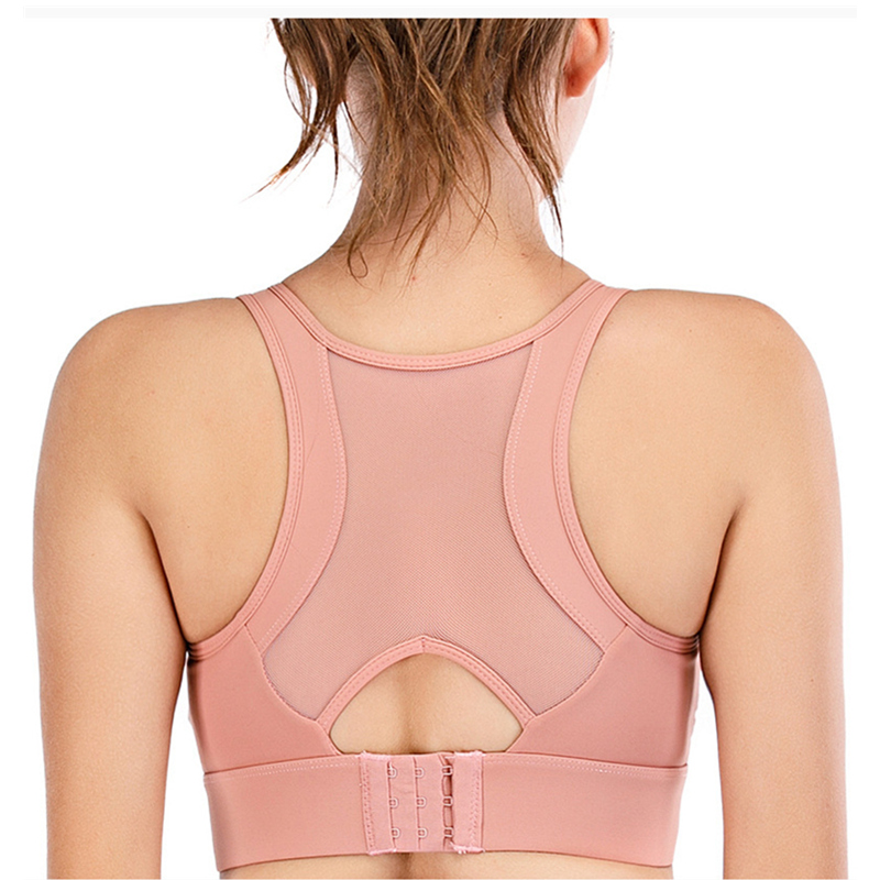 New breathable mesh sports bra with adjustable back button bra